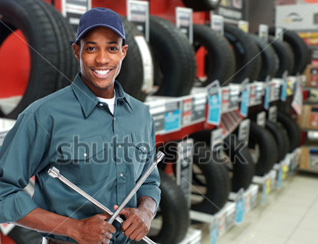 Individual at the tire shop